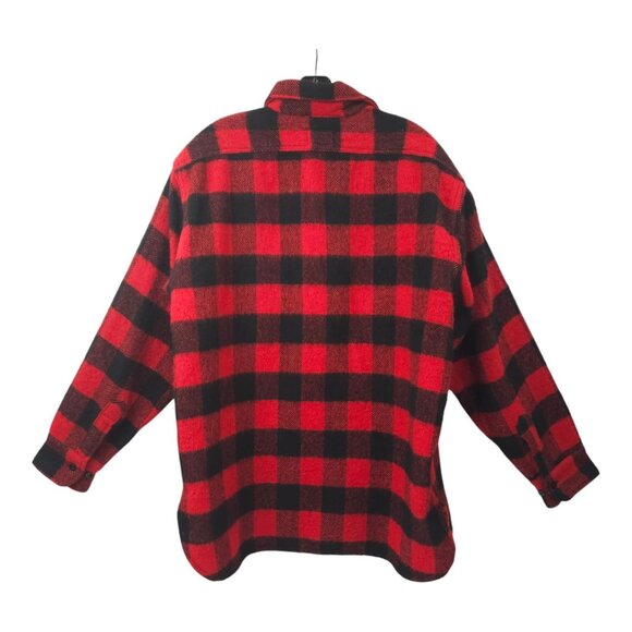 Towncraft Buffalo Plaid Shacket READ Shirt Jacket Mens L Vintage 80s Wool Blend - Picture 2 of 16